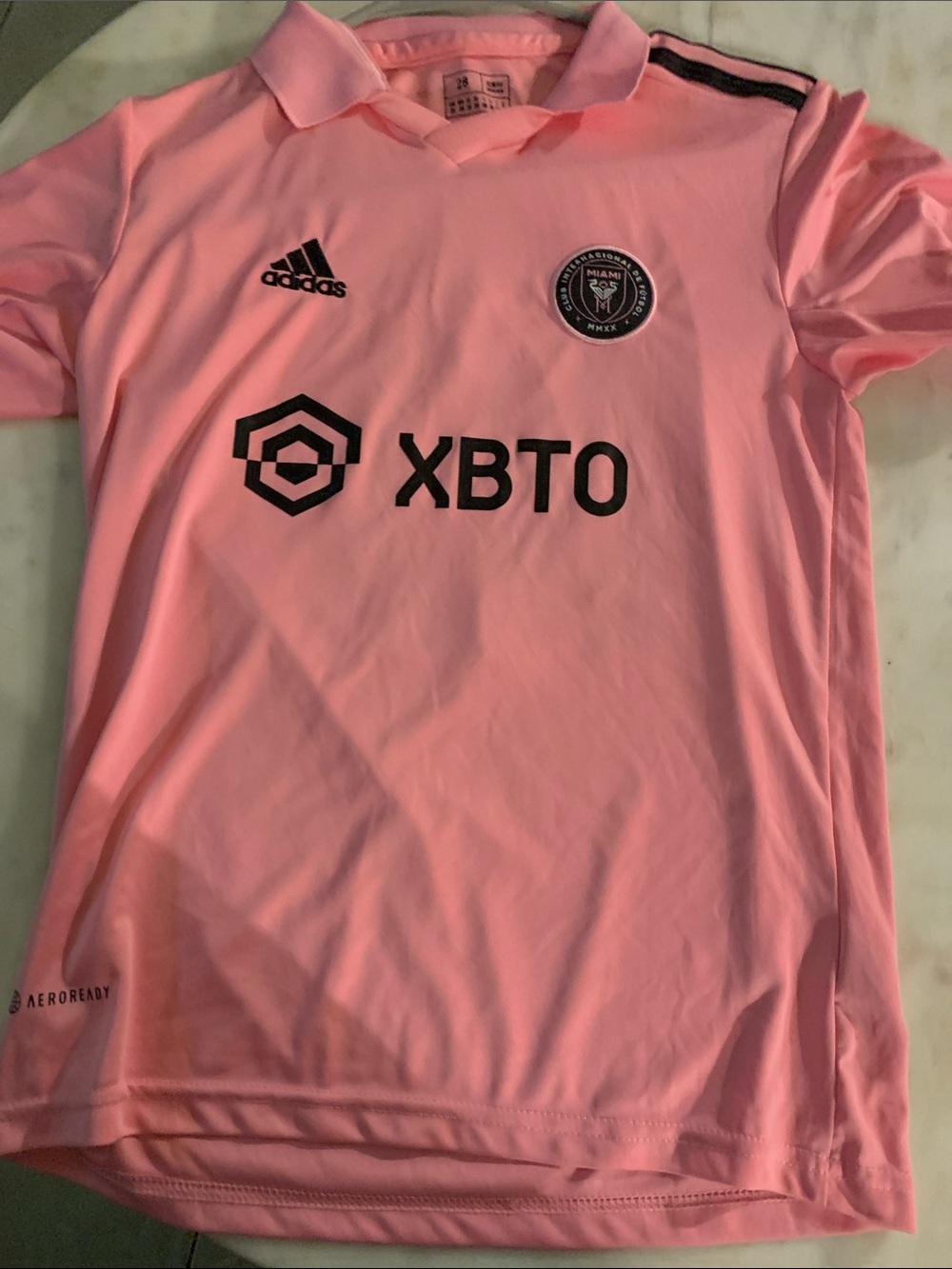 adidas Pink Kids Soccer Jersey with XBT0 Sponsor